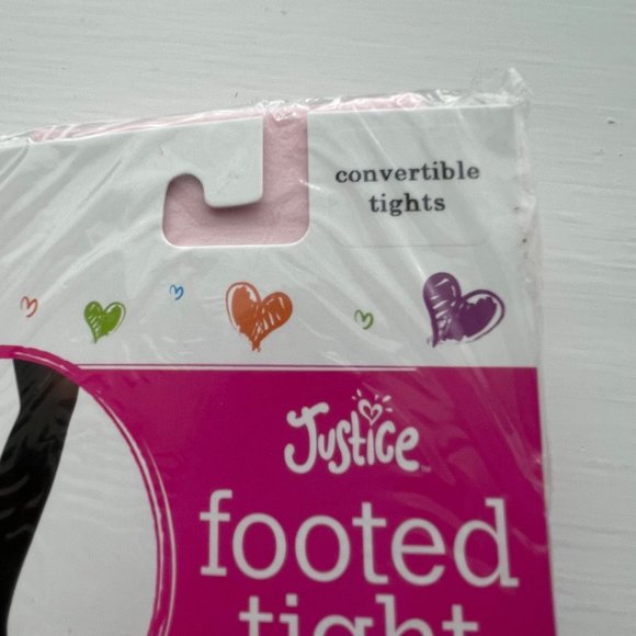New Justice Footed Convertible Pink Ballet Dance Tights Size Large - Picture 7 of 8